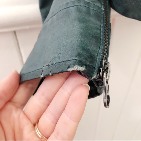 Anthropologie Cartonnier Green Faux Leather Jacket - Picture 5 of 8